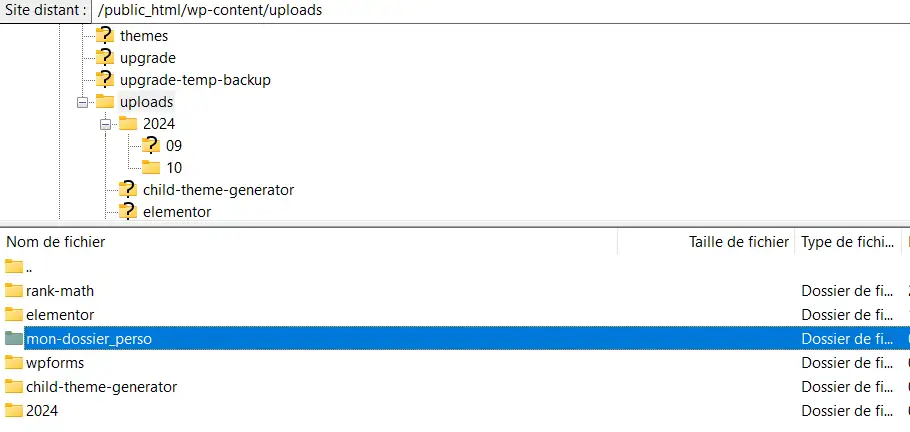 Upload WPForms dans un dossier au choix